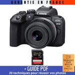 Canon EOS R10 + RF-S 18-45mm F4.5-6.3 IS STM + 1 SanDisk 128GB Extreme PRO UHS-II SDXC 300 MB/s + Guide PDF '20 TECHNIQUES POUR RÉUSSIR VOS PHOTOS