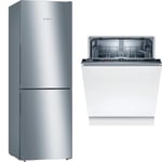 Bosch Electroménager KGV33VLEAS - Réfrigérateur congélateur bas, pose libre, 288L - Froid brassé & SMV2ITX18E - Série 2 - Lave-vaisselle encastrable - 60cm - Home Connect - 12 couverts