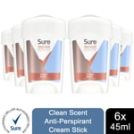 6x 45ml Sure Women 96 H Anti-Perspirant Deodrant Cream For Maximum Protection
