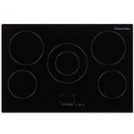 Russell Hobbs Electric Hob 77 cm Ceramic Cooktop with 5 Cooking Zones, Touch Contrtol & Easy Clean, Safety Cut Off, Integrated Timer & 2 Rapid Zones RH77EH6011, 2 Year Guarantee,Black,Medium
