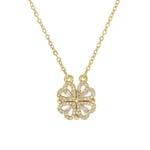 Halsband med fyrklöver, vikbart hjärta, nyckelben, SYDSain, guld