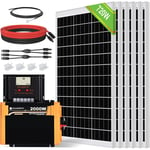 Eco-worthy - Kit panneau solaire 12V 720W avec hors onduleur a sinus pur de la grille 12V 2000W, 120W 18V panneau solaire pour Marine Bateau Maison