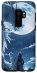 Coque pour Galaxy S9+ Guerrier de style animé Visages Lune Loup Fantasy Stars