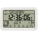 Tlily - Horloge murale numérique, horloge numérique à piles, horloge de bureau de 8 pouces avec température, humidité, date du jour pour la maison,
