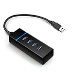 4 Port USB 3.0 Hub, 4 Port USB Extension for Computer, 4 Ports USB 3.0 SuperSpeed 5Gbps, 5V Power Compatible with All Windows, Mac, Linux Computers