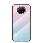 MingMing Multicolor Case for Xiaomi Redmi Note 9T 5G Case Gradient Clear Tempered Glass Cover Case Compatible with Xiaomi Redmi Note 9T 5G (Pink Blue)