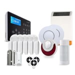 Pack Alarme Maison Sans Fil NEOS Kit 13 - Système de Sécurité avec Transmission des Alertes sur Ligne Fixe ou Mobile - Tolérance Animaux Domestiques 15kg - Sirène Intégrée Anti-Intrusion - Atlantic'S