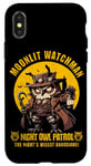 Coque pour iPhone X/XS Wise Owl Night Moonlit Watchman Animal Mignon Robot Oiseau