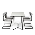Grythyttan Stålmöbler - High Tech matgrupp bord 110x70cm & 4 stolar svart - Matgrupper utomhus