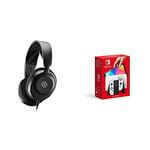 SteelSeries Arctis Nova 1 — Multi-System Gaming Headset — Hi-Fi Drivers — 360° Spatial Audio — AirWeave Memory Foam Ear Cushions + Nintendo Switch (OLED Model) - White