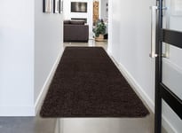 Soft Shaggy Washing Machine Natural Non-Slip Rugs/Carpet/Mats Round Hallway Runner Mat Set 30mm Thickness (Brown, 80 x 150 cm)