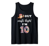 Peace Owl Out Single Digits I'm 10 Years Old 10th Birthday Tank Top