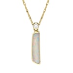 18ct Yellow Gold Opal Diamond Oblong Necklace D