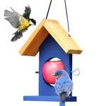 XXDYF Wood Bird Feeders for outside Hanging, House Shape Fruit Food Dispenser, Garden Balcony Decoration, A Gift for Nature Lovers And Children,Blue