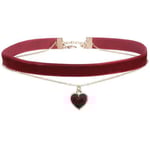 Utsökt dubbellagerhalsband Love Heart Pendant Choker Krage Justerbar nyckelbenskedja Sexig Kortkedja Halsband Ins Red wine