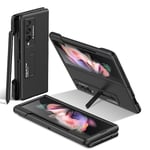 GKK för Samsung Galaxy Z Fold3 5G Hård PC Ultra-tunn Fodral Magnetiskt Stativfodral med Pen Slot
