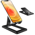 Losvick Phone Stand, Adjustable Foldable Phone Holder, Tablet Universal PC Lightweight Dock Compatible with iPhone 12, 12 Pro, 11 Pro, XR, X, 8, iPad, Huawei, Galaxy S20, S10 and more Devices- Black
