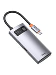 Baseus Hub 4in1 Metal Gleam Series USB-C to USB 3.0 + USB 2.0 + HDMI + USB-C PD USB hub - USB 3.0 - 4 ports - Grå