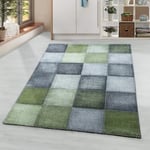 New Ottowa Abstract Squared Blocks Design Rug Blue, Green, Grey, Pink Multi Carpet Hall Runner (4202 Green, 120x170 cm (4'x5'6''))