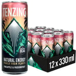 TENZING Natural Energy Drink, Plant Based, Vegan, & Gluten Free Drink, BCAA, Pineapple & Passionfruit, 330ml (Pack of 12)