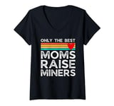 Womens Miner Mom Best Mom Raise Miners Retro Sunset V-Neck T-Shirt