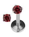 Round Diamond - Labret Piercing med Röd Sten