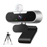 ARVIEMI Webcam - 2021 Streaming 1080P Full HD Web Camera with Microphone, Webcam with Privacy and Tripod USB Camera, Plug And Play for PC/Laptop Skype/Studio/Conference/Facetime