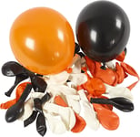 Balloner, Halloween, Hvid/orange/sort, 100 stk.