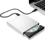 External CD DVD Drive, Blingco USB 2.0 Slim Protable External DVD-RW Drive CD-RW Burner Writer Player for Laptop Notebook PC Desktop Computer, Silver