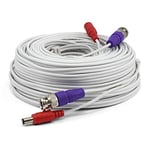 Swann 30m Security Extension Cable with BNC Connectors & Fire Rated UL Rating for DVR Security Cameras & Systems, White