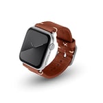 JT Berlin Alex Bracelet vintage en cuir souple pour Apple Watch 42 mm/44 mm/45 mm/49 mm [Watch Ultra/SE/Series 8/7 / 6/5 / Bracelet de rechange en acier inoxydable] Marron (taille S/M)