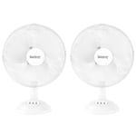 Beldray Oscillating Desk Fan 12 Inch Set of 2 Table Cooling Fan 35 W White