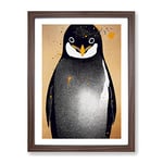 Penguin Graffiti No.1 Framed Print for Living Room Bedroom Home Office Décor, Wall Art Picture Ready to Hang, Walnut A3 Frame (34 x 46 cm)