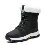SHESHOU High Help Fashion Cotton Shoes Waterproof Snow Shoes Plus Velvet Keep Warm Cotton Shoes (Color : Black, Size : 42)
