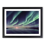 Aurora Borealis Reflection H1022 Framed Print for Living Room Bedroom Home Office Décor, Wall Art Picture Ready to Hang, Black A3 Frame (46 x 34 cm)