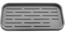 Kitchen Sink Organizer Caddy,Square Silicone Drain Pad,Silicone Dish Drying Mat,Silicone Drainage Pad Tray,Countertop Dishwasher,for Soap Dispenser Sink Storage Rack for Kitchen and Bathroom (gray)