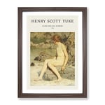 Cupid And Sea Nymphs By Henry Scott Tuke Exhibition Museum Painting Framed Wall Art Print, Ready to Hang Picture for Living Room Bedroom Home Office Décor, Walnut A4 (34 x 25 cm)