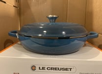 Le Creuset Cast Iron 30cm Shallow Casserole - Deep Teal (BNIB)