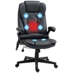 HOMCOM Fauteuil de Bureau massant et Chauffant électrique Fauteuil Bureau Ergonomique revêtement synthétique Noir
