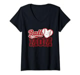 Womens Retro Baseball Mom Mama Baseball Life Softball Life Leopard V-Neck T-Shirt