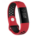 Fitbit Charge 3 breathable bi-color silicone watch band - Red / Black