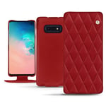 Housse cuir Samsung Galaxy S10E - Rabat vertical - Rouge - Cuir lisse couture - Neuf