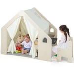 6-in-1 Kids Playhouse Wooden Indoor Play Tent Toddler Montessori Playhouse