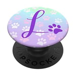 L Initial Phone Grips Pop Up Holder Rainbow Purple Paw Print PopSockets PopGrip: Swappable Grip for Phones & Tablets
