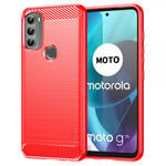 MOFI Motorola moto g71 5G Skal Borstad Kolfibertextur Röd