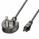 New! C5 Power Cable Cloverleaf For LG TV 55LA6205 UK Lead 2m Straight