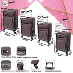 Expandable Suitcase 24" Medium Soft Luggage Lightw8t Flight 4 Wheels Coffee