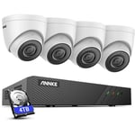 3K Kit Caméra de Surveillance Extérieure Filaire avec Détection de Personnes/Véhicule, Kit Vidéo Surveillance avec 4To 6MP nvr et 4 x 3K Caméra ip