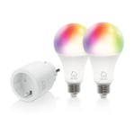 DELTACO SMART HOME STARTER KIT, SMART-PLUG OCH 2-PACK RGB LED-LAMPOR (SH-KIT01)