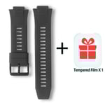 Original Mk66 Smart Watch Remmar Vattentät Band 15mm Armband Gratis En Del Härdat Glas Smartwatch Delar Black